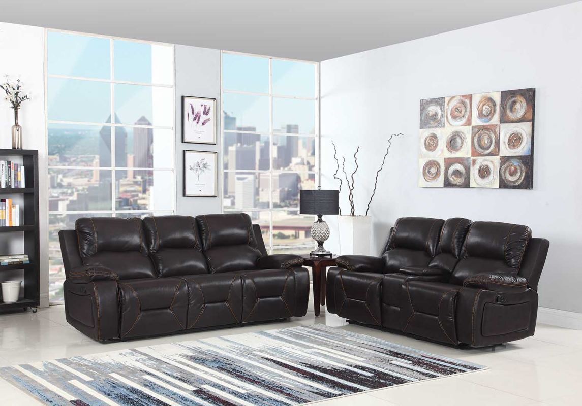  89" X 40" X 40" Modern Brown Leather Sofa And Loveseat By Homeroots 