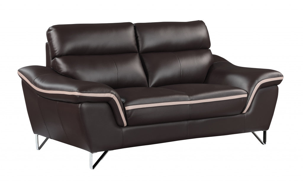  69'" X 36" X 40'" Modern Brown Leather Sofa And Loveseat By Homeroots 