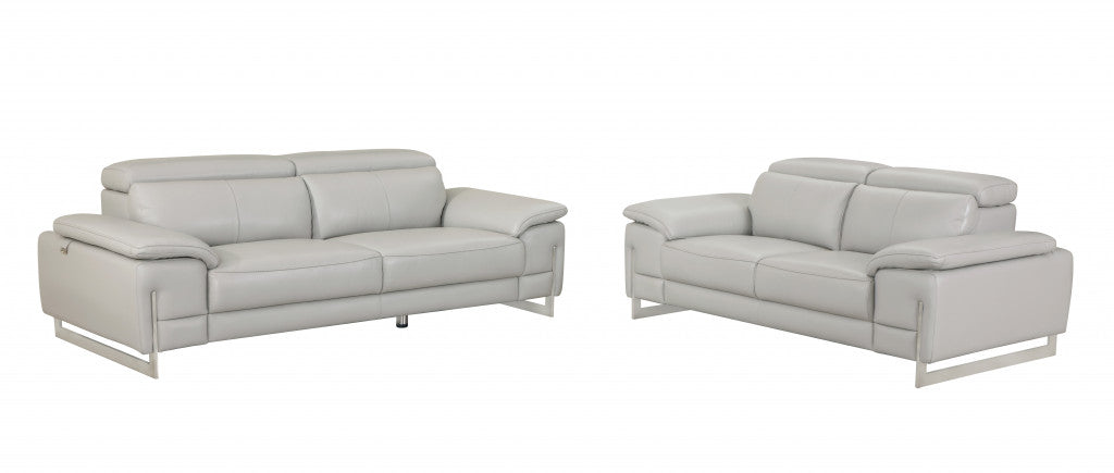  71'" X 42'" X 31'" Modern Light Gray Leather Sofa And Loveseat By Homeroots 