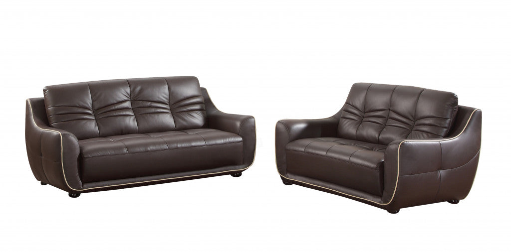  Modern Brown Leather Sofa And Loveseat By Homeroots - 343871 