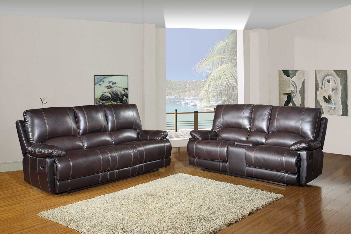  Modern Brown Sofa With Console Loveseat By Homeroots 