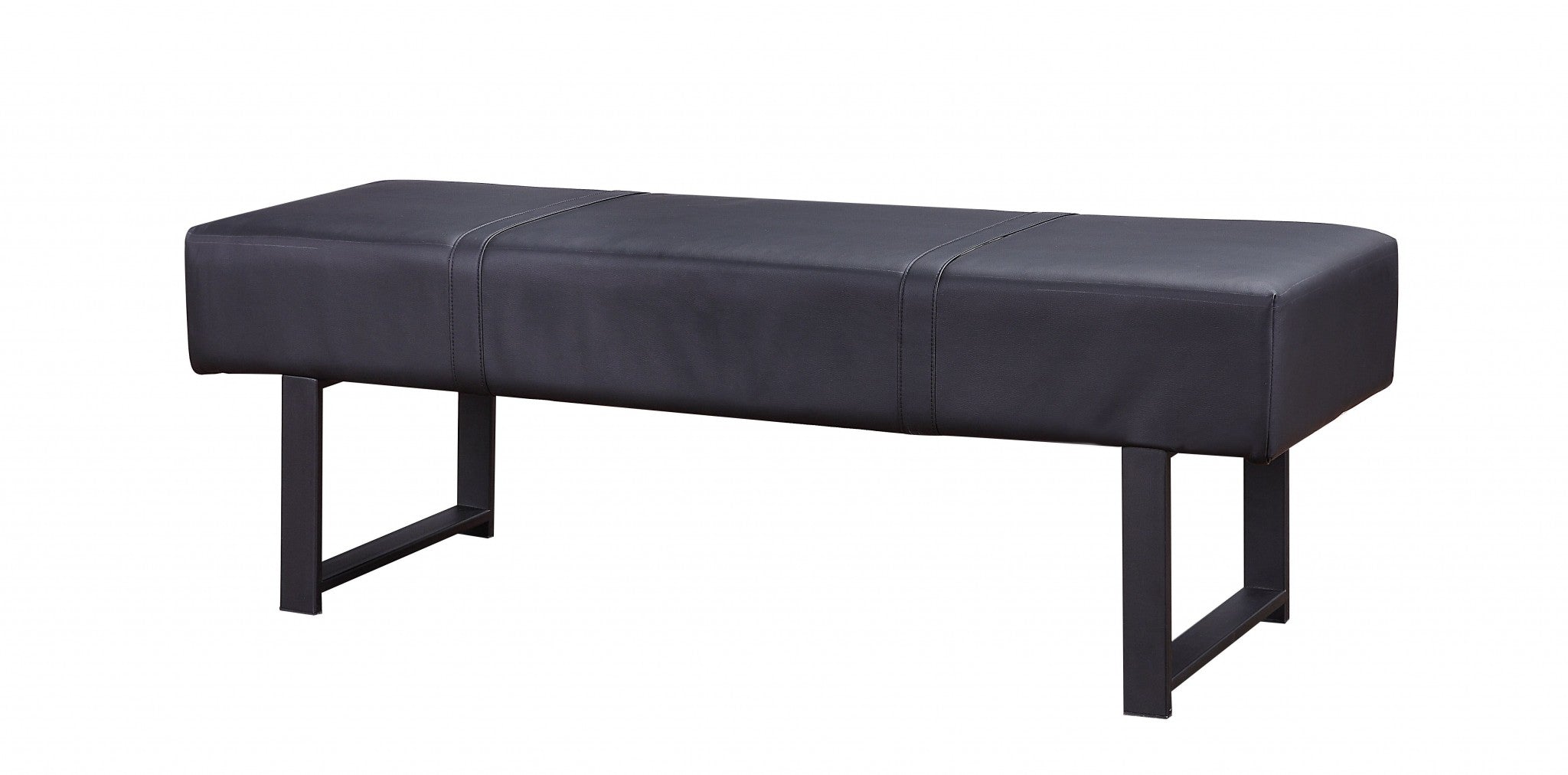  Black PU Sandy Gray Metal Upholstered Seat Engineered Seat Bench By Homeroots 