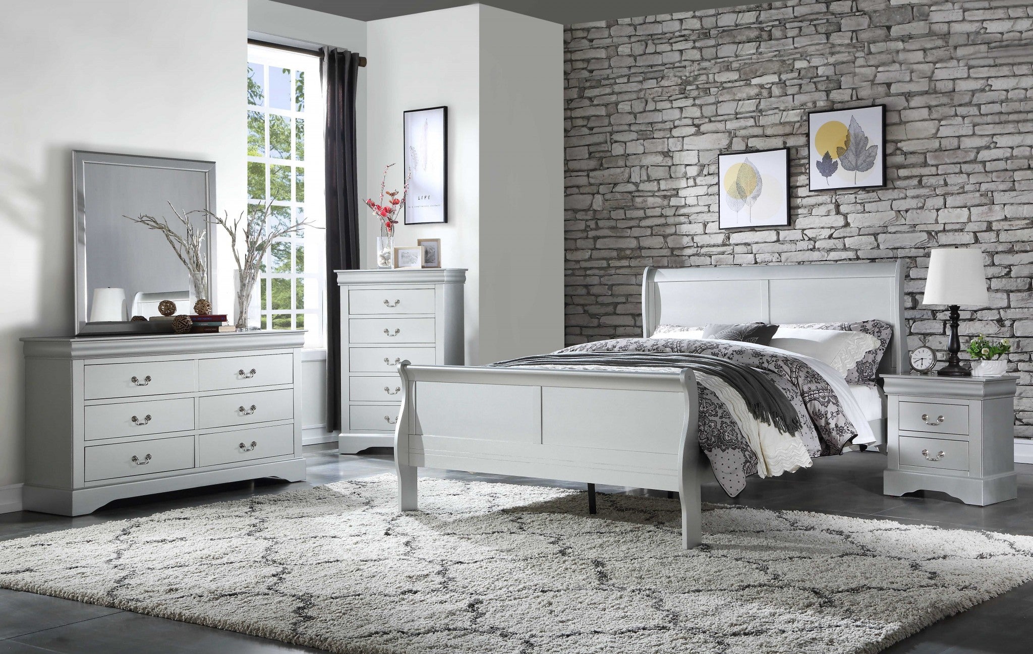  Platinum Wood Twin Bed By Homeroots - 347115 