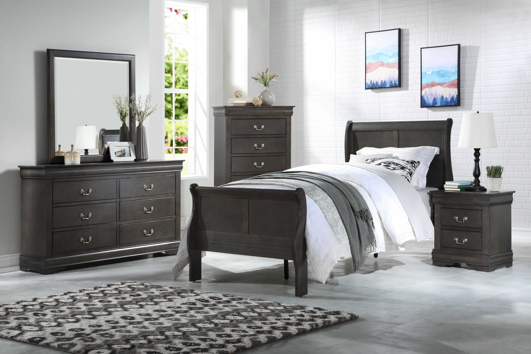  Dark Gray Wood Twin Bed By Homeroots 