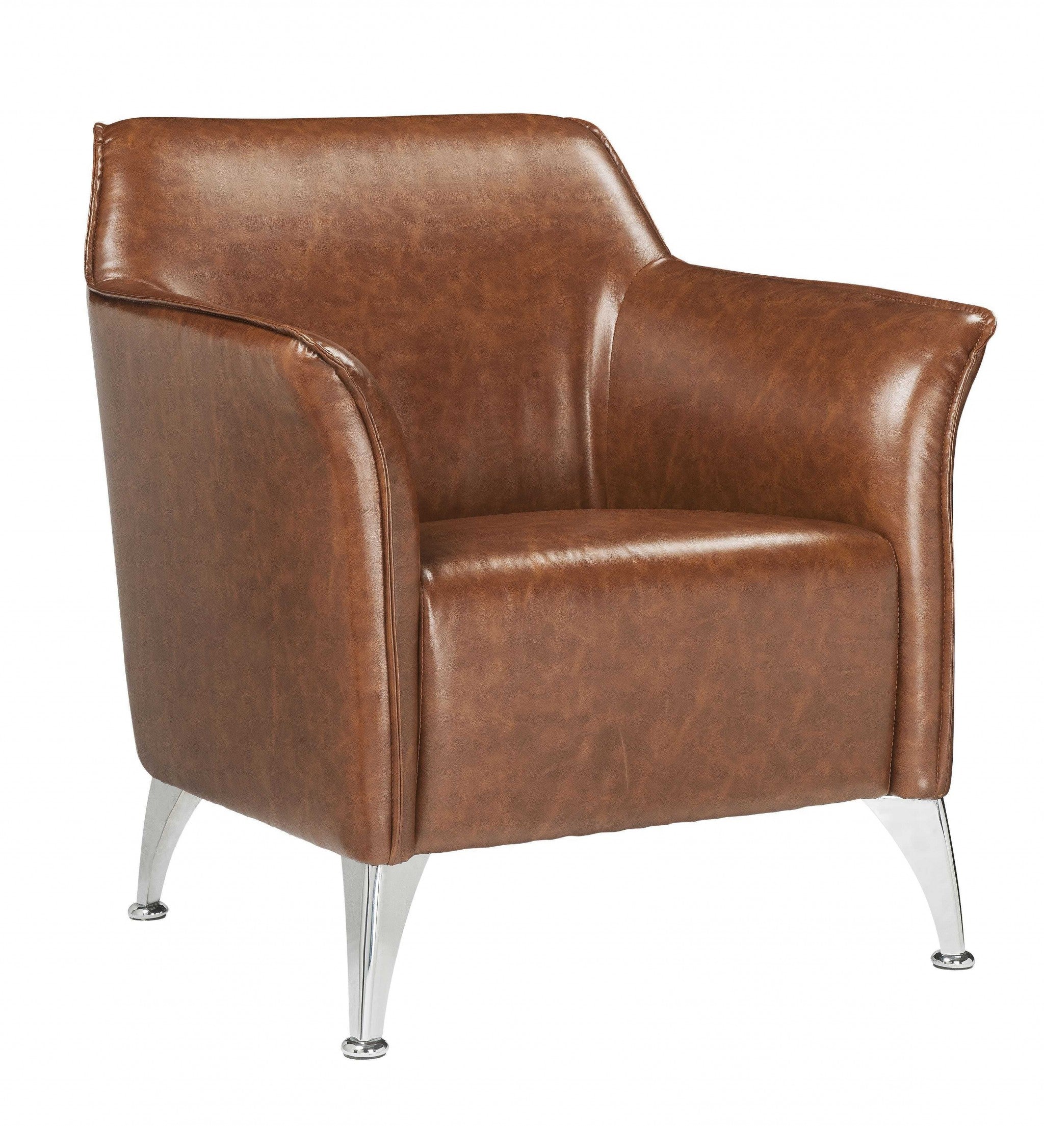  Brown PU Upholstery Metal Leg Accent Chair By Homeroots 