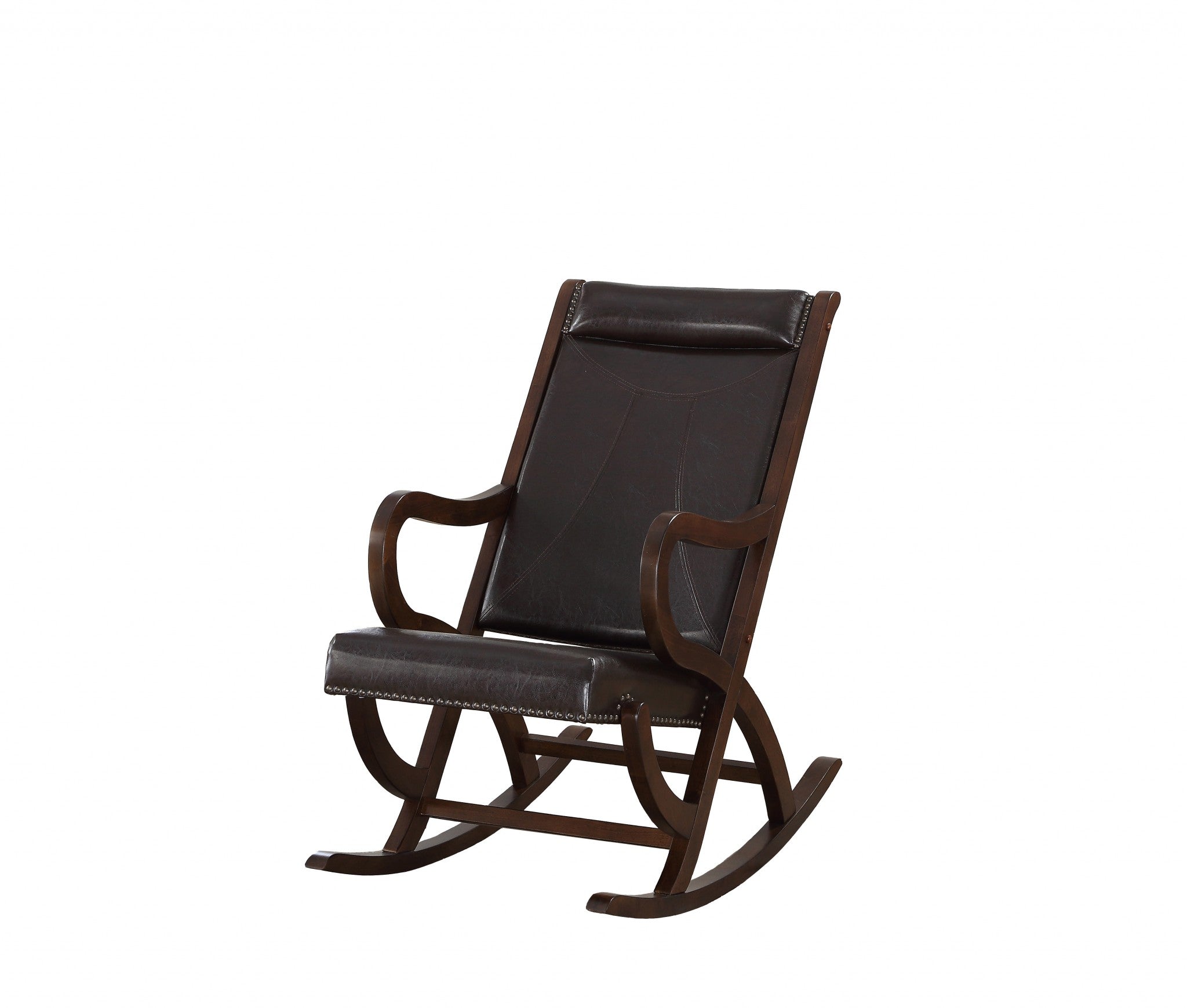  Espresso Brown Faux Leather with Walnut Finish Rocking Chair By Homeroots 