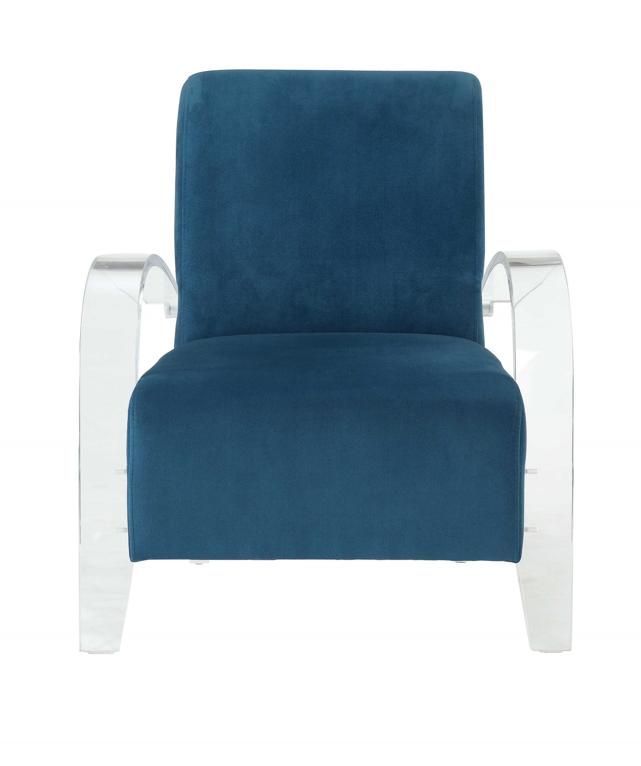  Teal Velvet Clear Arm Accent Chair By Homeroots 