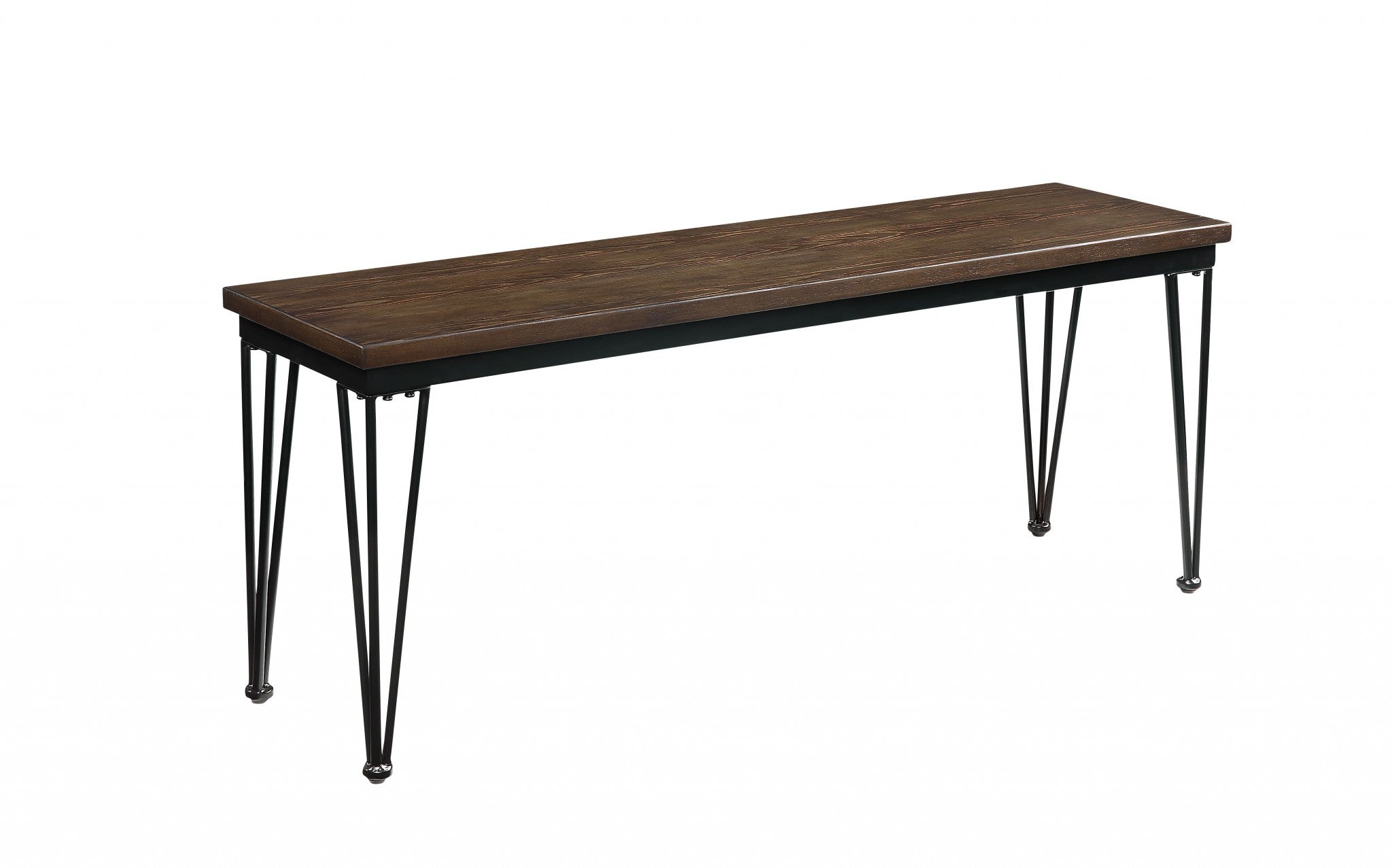  Walnut Black Metal Wood Bench By Homeroots 