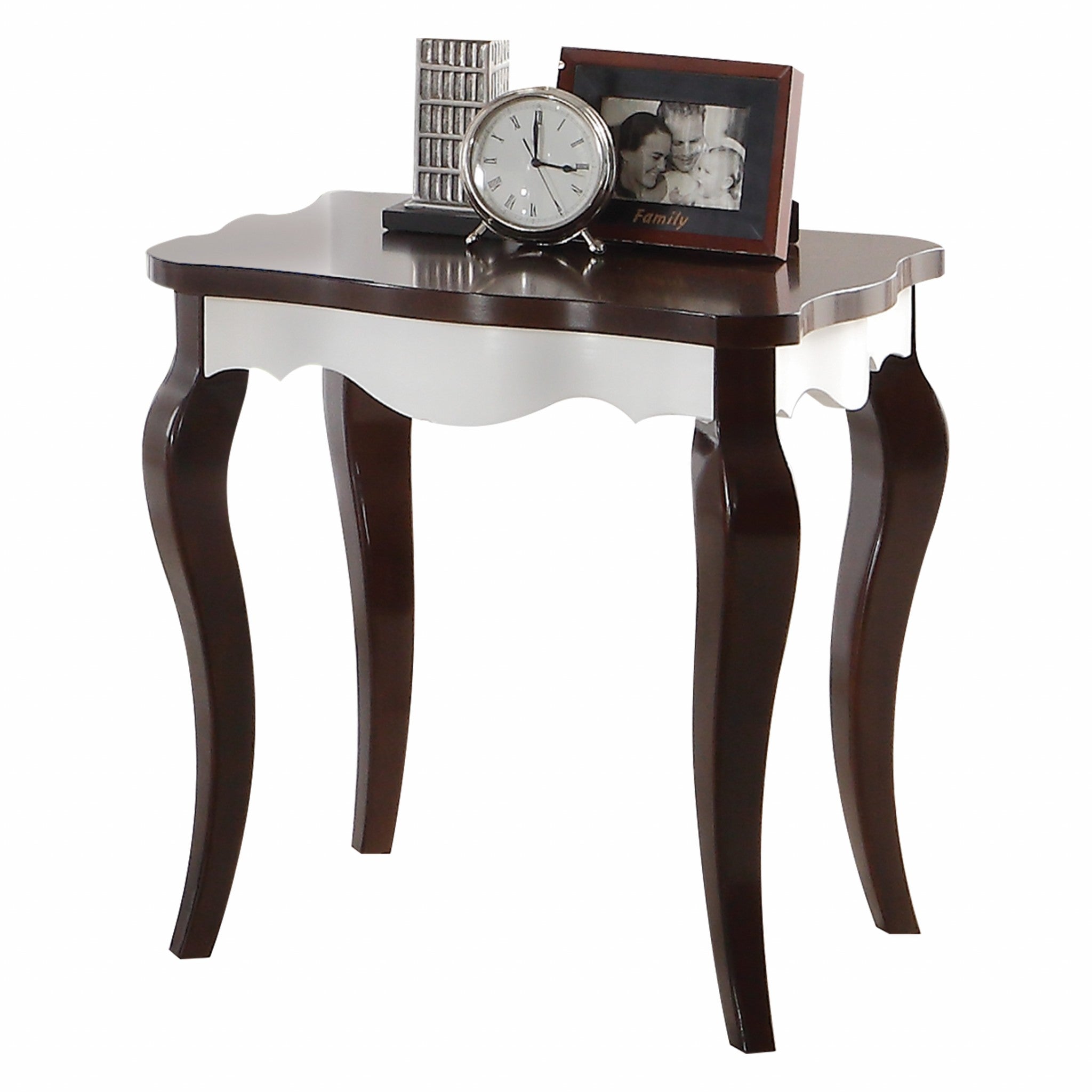  Walnut White Wood End Table By Homeroots 