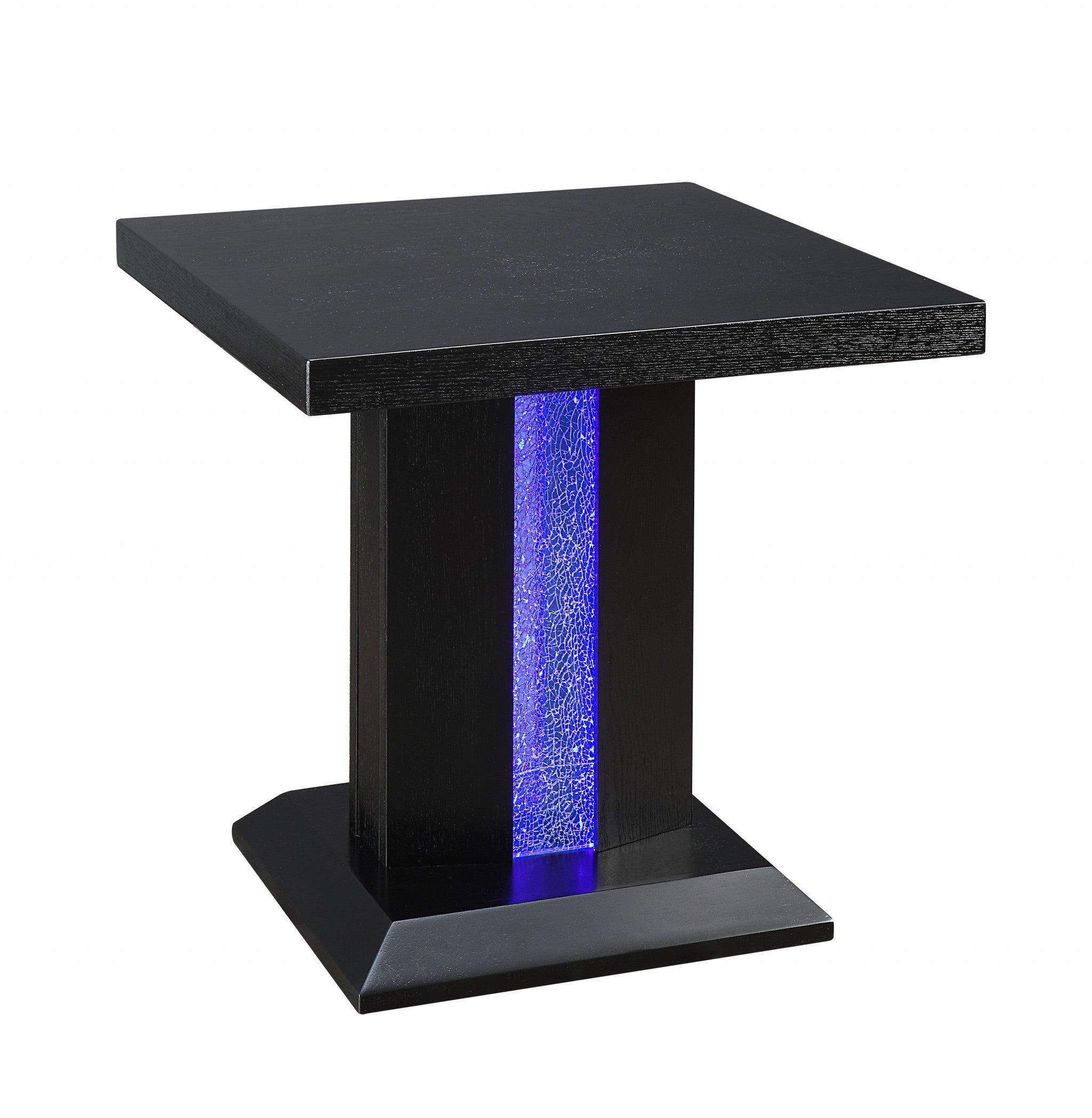  Black LED Wood Glass End Table By Homeroots 