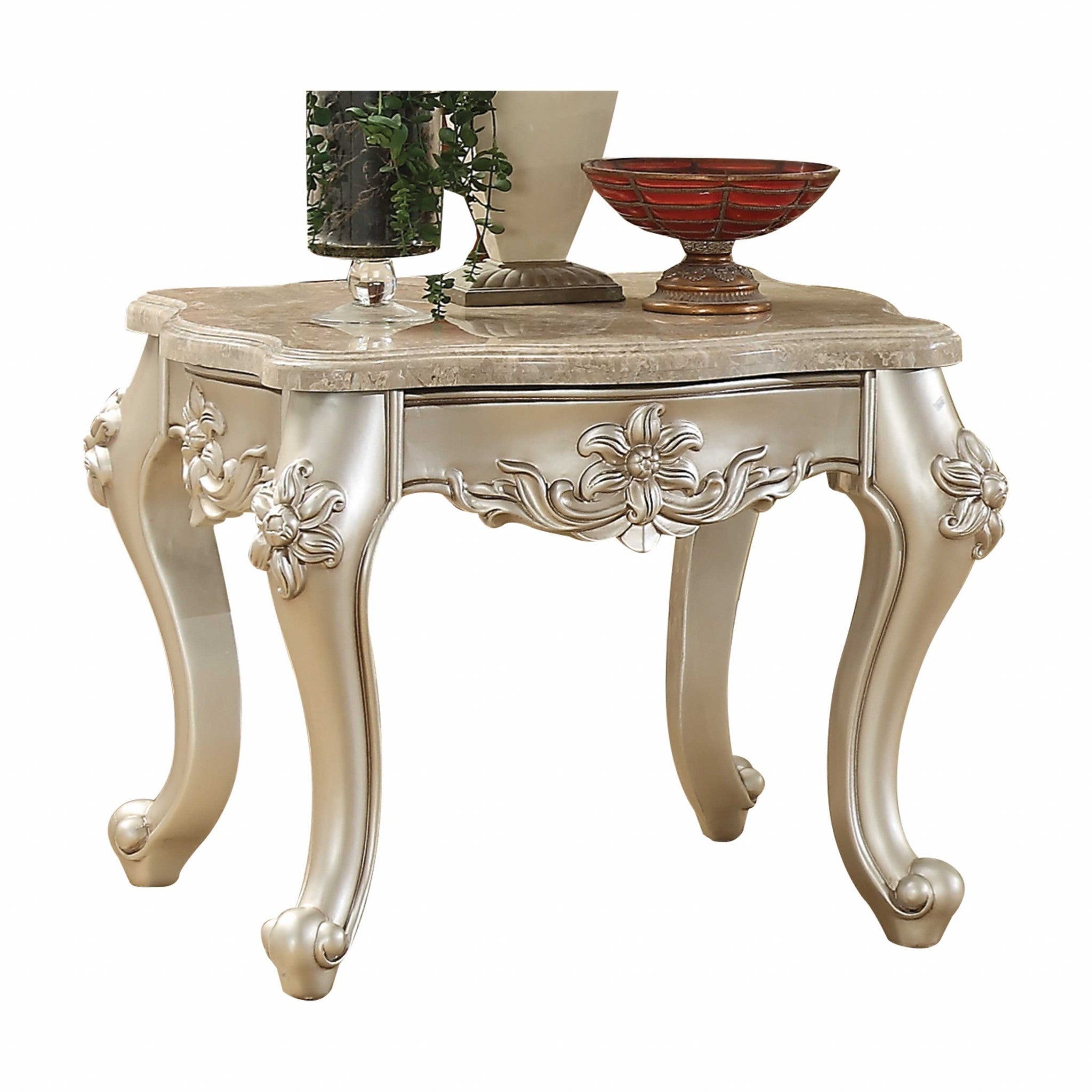  Marble Champagne Wood End Table By Homeroots 