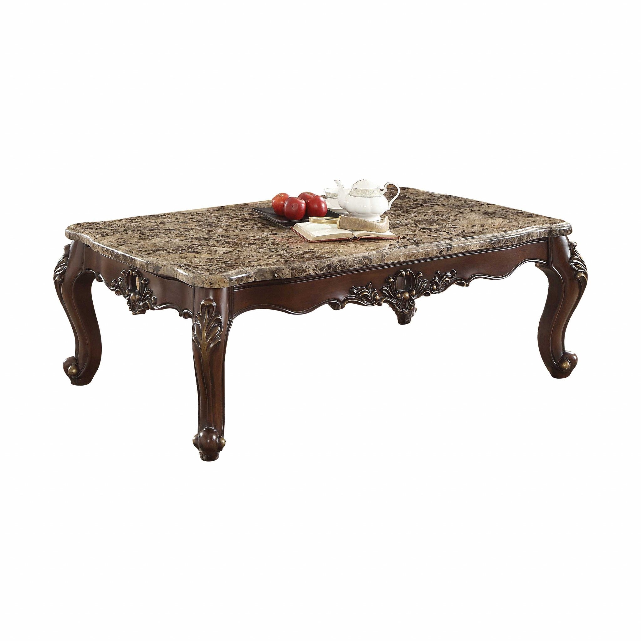  Marble Dark Walnut Wood Coffee Table By Homeroots 