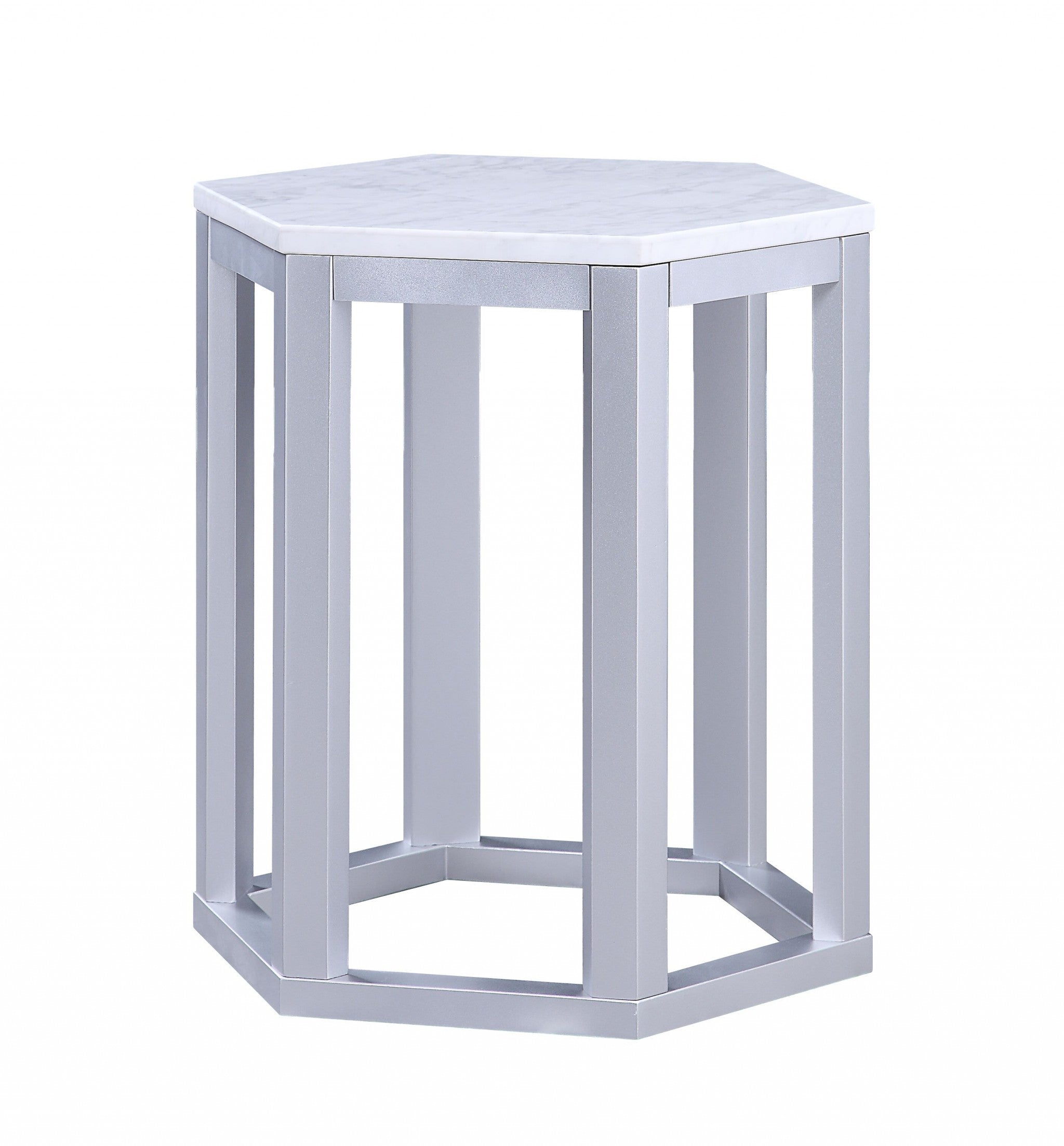  Silver Marble Wood 2Pc Pk End Table By Homeroots 