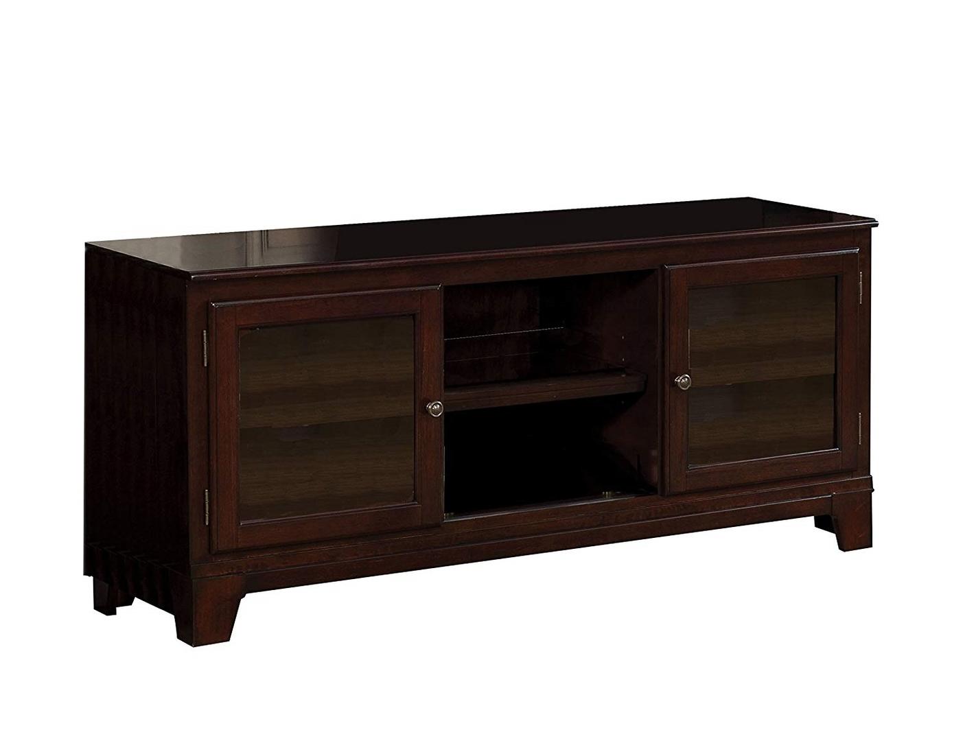  Merlot Wood Glass TV Stand TV Stand By Homeroots 