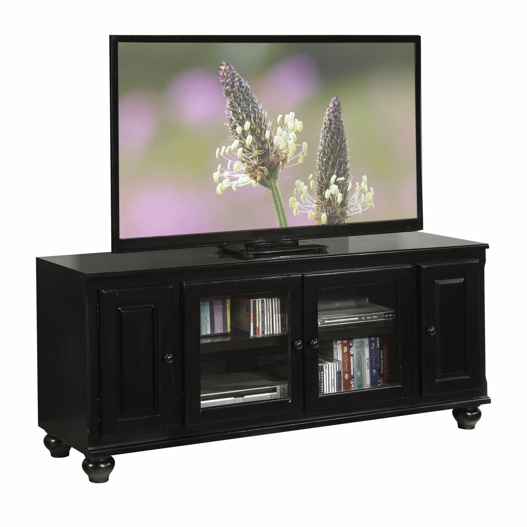  Black Wood Glass Veneer (Melamine) TV Stand By Homeroots 