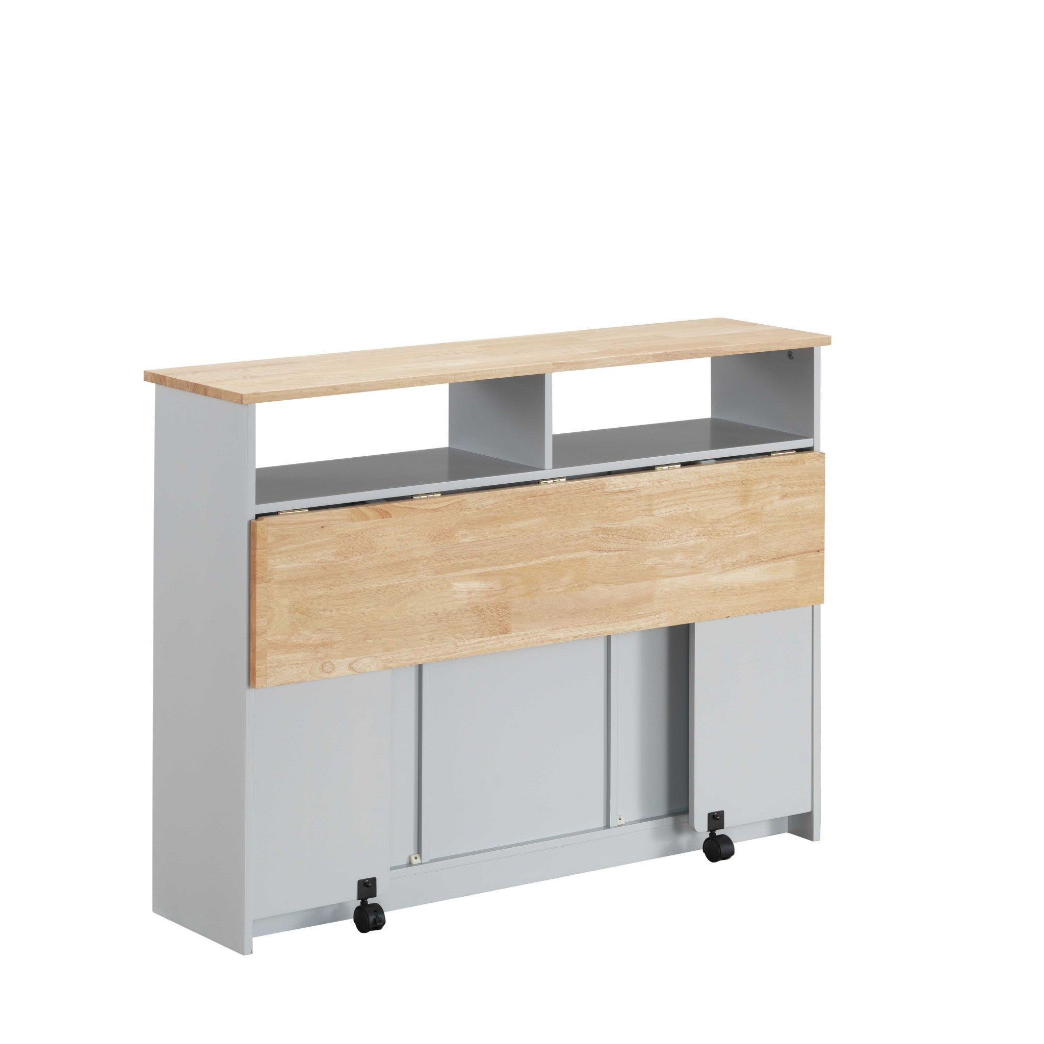  Natural Gray Wood Casters Kitchen Cart By Homeroots 