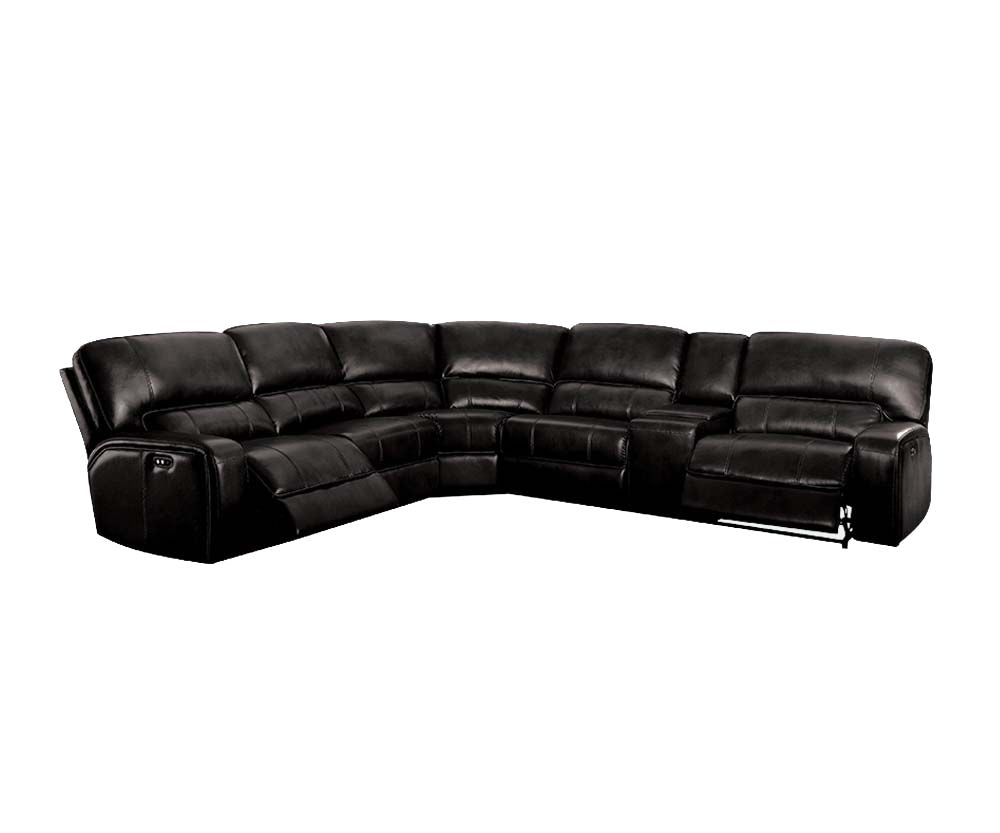  Black Leather-Aire Upholstery Metal Reclining Mechanism Sectional Sofa (Power MotionUSB Dock) By Homeroots 