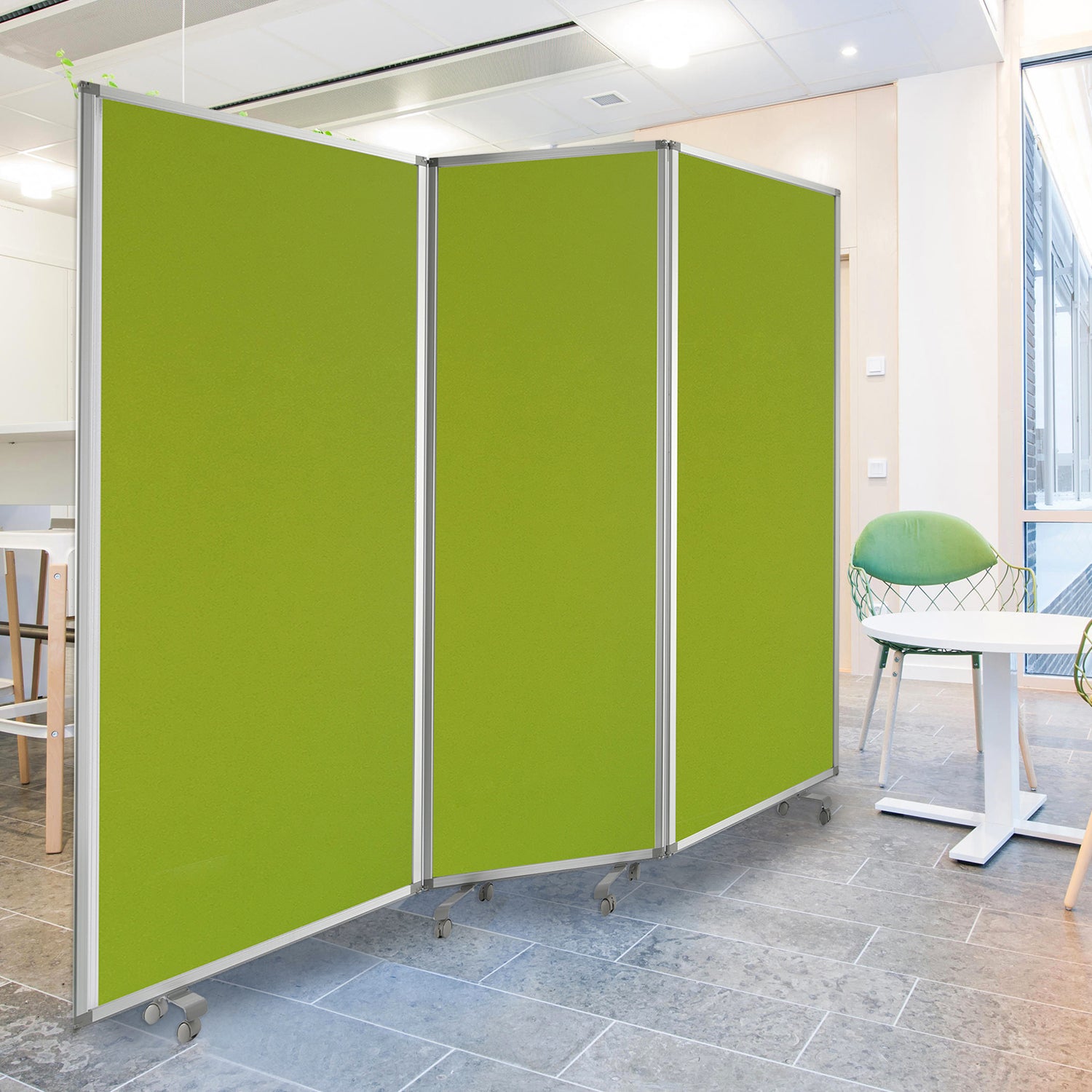  Green Rolling Three Panel Room Divider Screen By Homeroots 