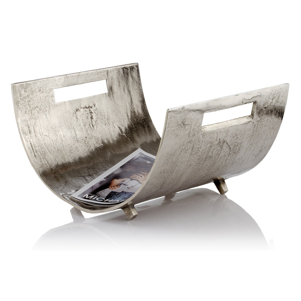  Raw Silver Magazine Basket By Homeroots 