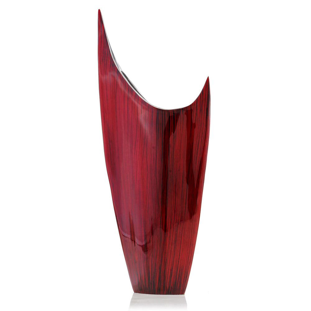  Red Glaze and Silver Pointed Vase By Homeroots 