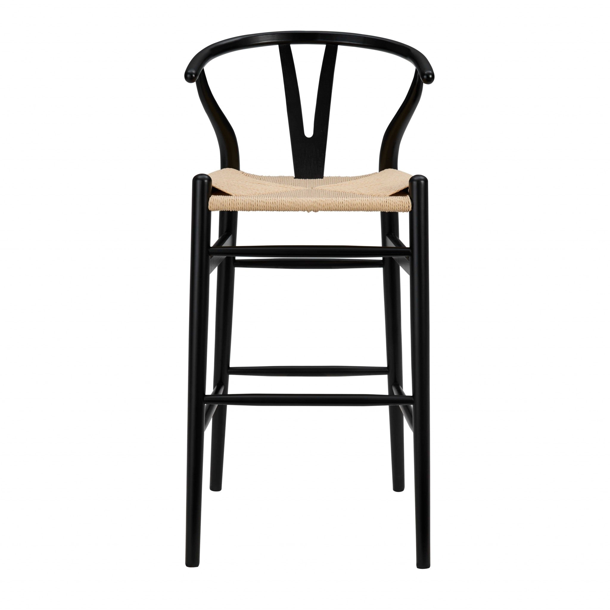  42" Black Solid Wood and Natural Counter Stool By Homeroots 