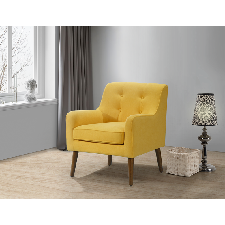  Ryder Mid Century Modern Yellow Woven Fabric Tufted Armchair By Lilola Home 