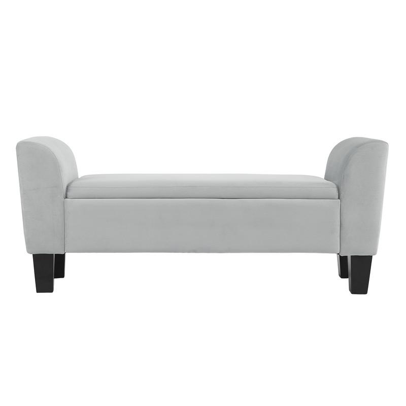  Mila Gray Velvet Ottoman Bench with Storage By Lilola Home 