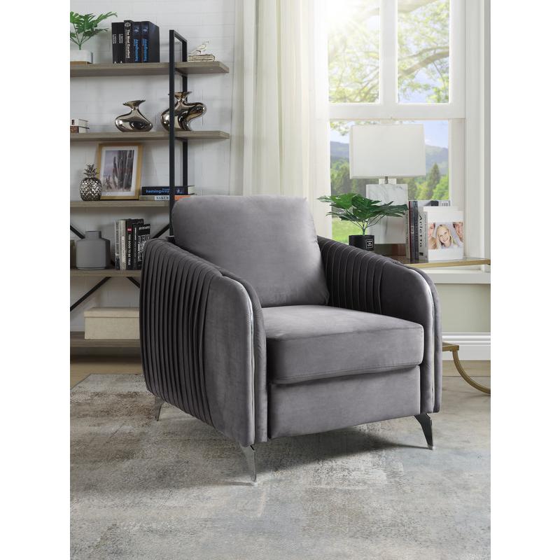  Hathaway Gray Velvet Modern Chic Accent Armchair By Lilola Home 