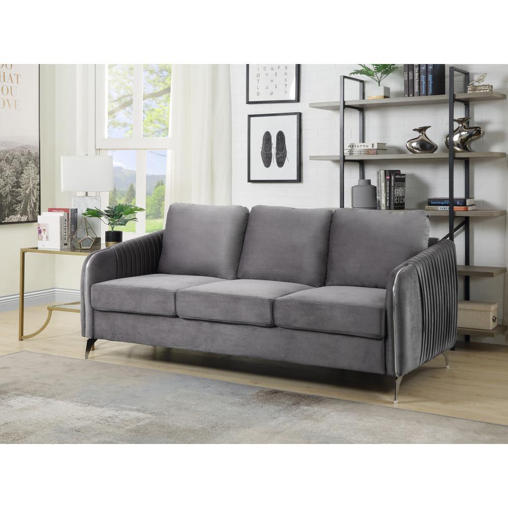  Hathaway Gray Velvet Modern Chic Sofa Couch By Lilola Home 