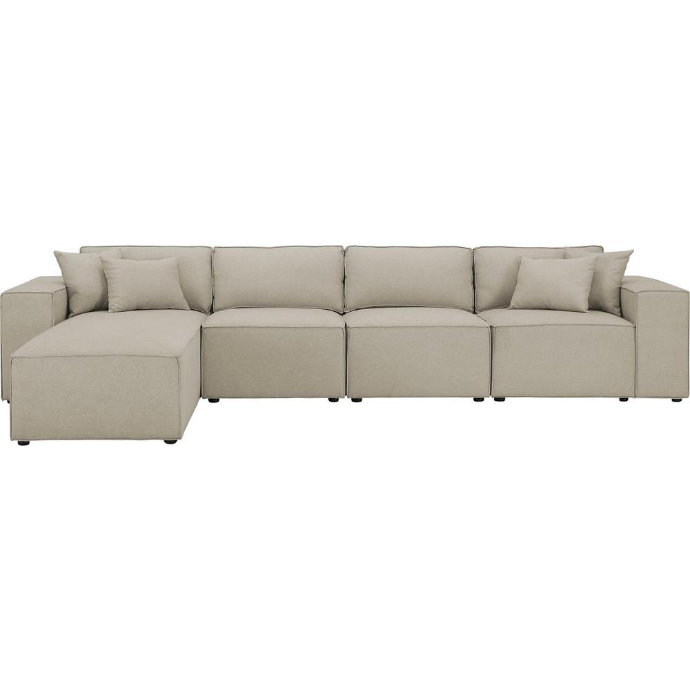  Ermont Sofa with Reversible Chaise in Beige Linen By Lilola Home 