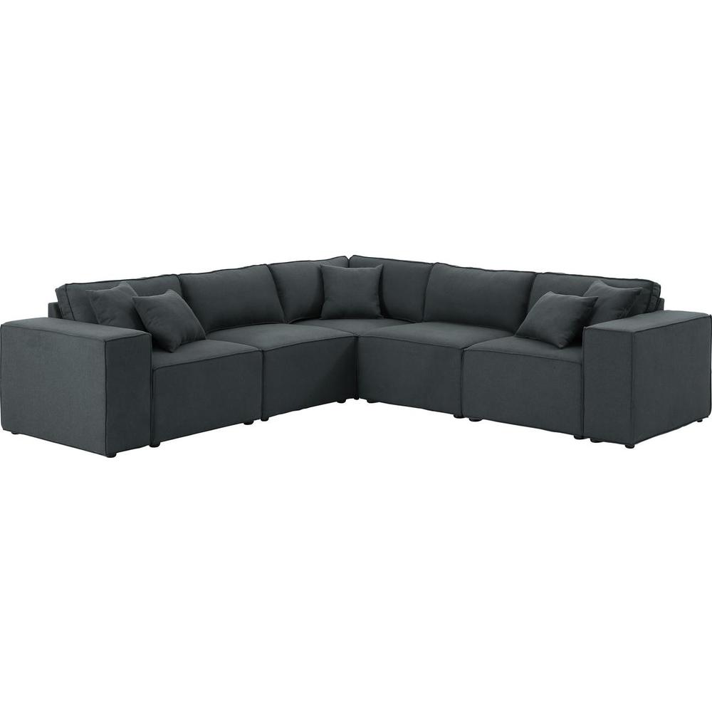  Jenson Modular Sectional Sofa in Dark Gray Linen By Lilola Home 