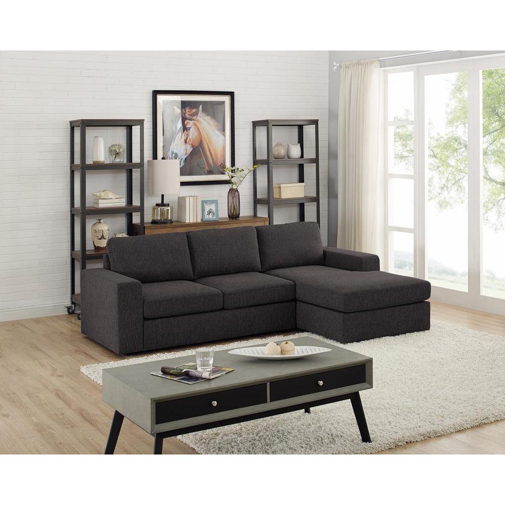  Newlyn Sofa with Reversible Chaise in Dark Gray Linen By Lilola Home 