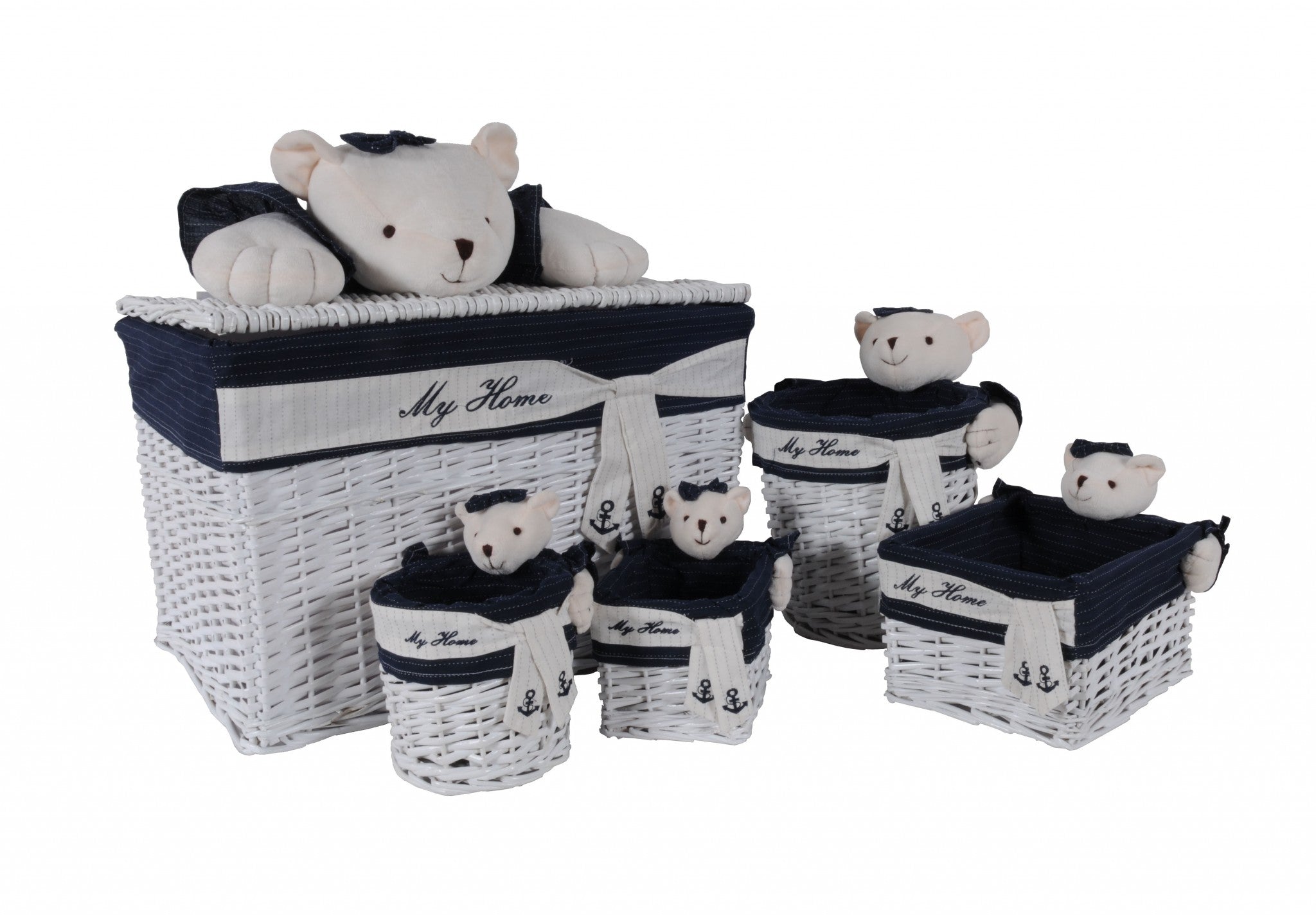  Whitebluerectangularbear Design Basket Set Of By Homeroots 