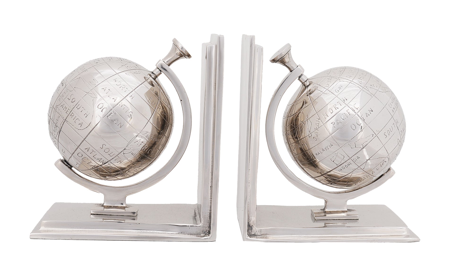  Alum Globe Bookend Set Of Two By Homeroots 