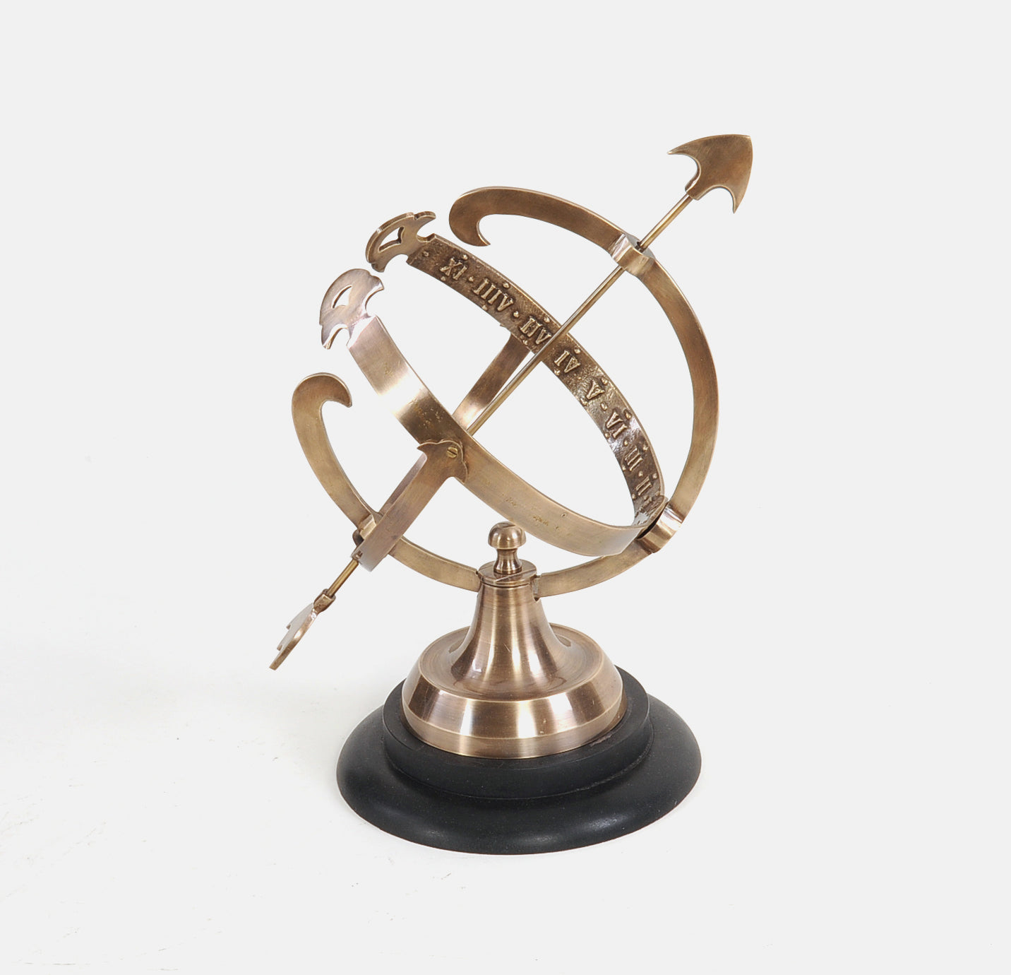  Brass Armillary On Wooden Base By Homeroots 