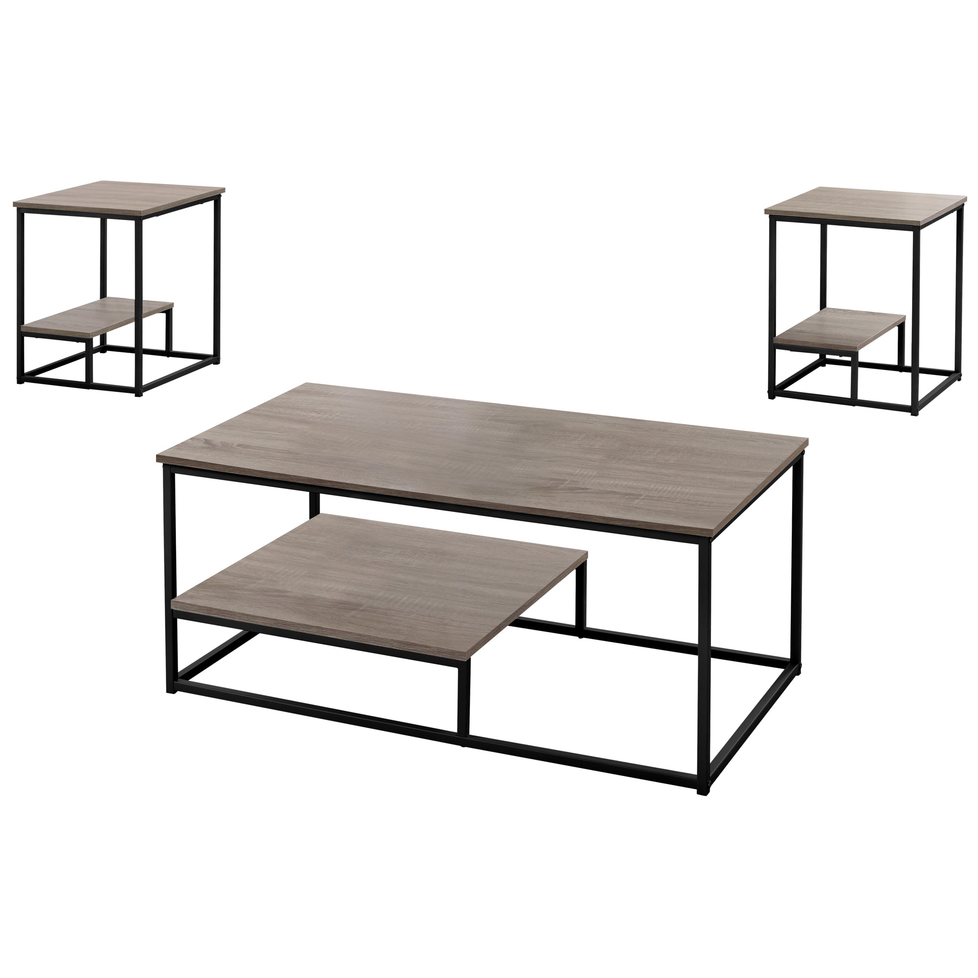  Dark Taupe Black Metal Table Set - 3Pcs Set By Homeroots - 366092 