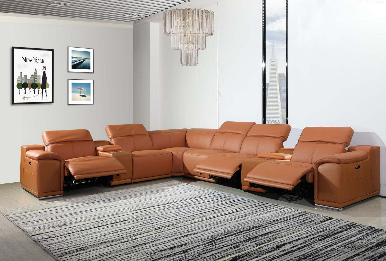  Camel Power Reclining 8PC Sectional By Homeroots - 366354 