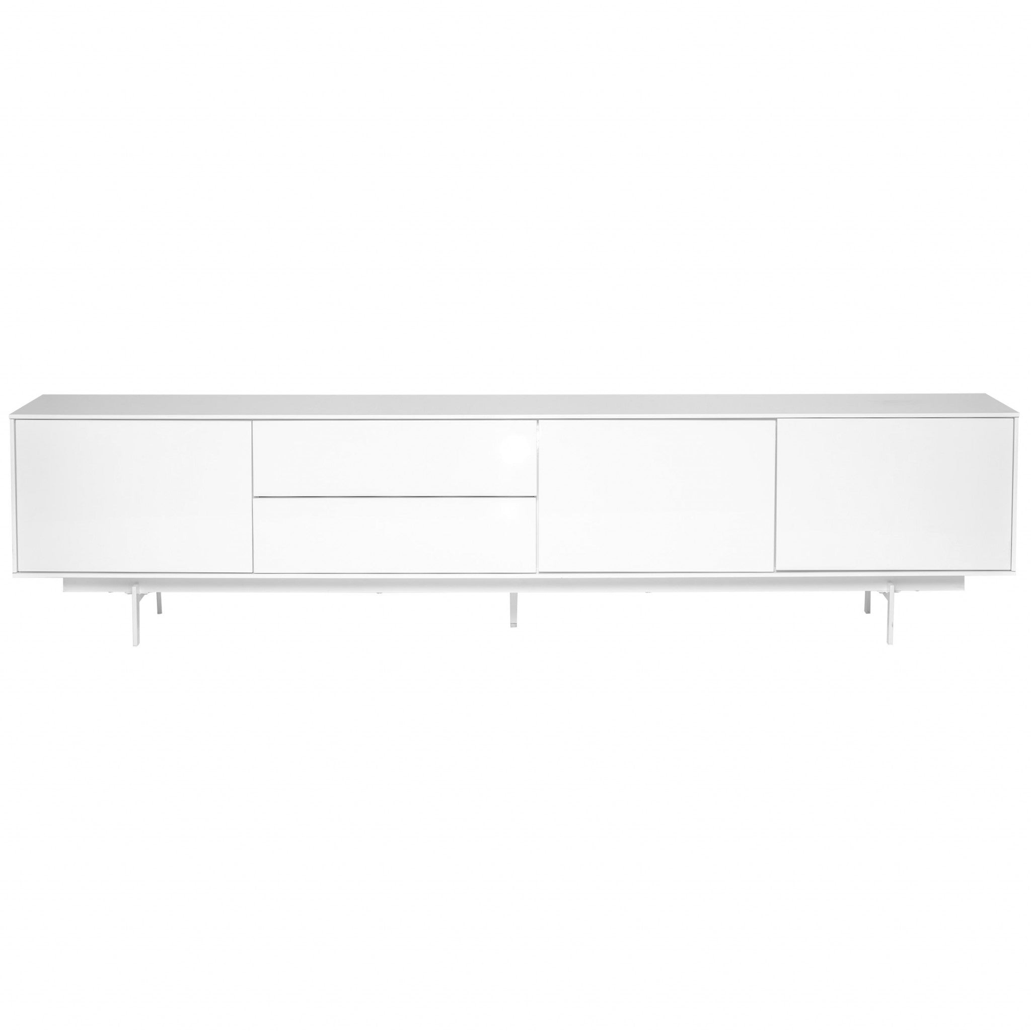  Crisp High Gloss White Lacquer Media TV Stand By Homeroots 