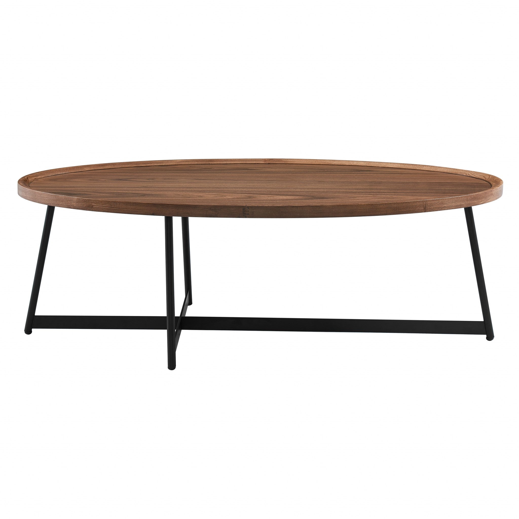  Modern Elegance Walnut Oval and Black Coffee Table By Homeroots 