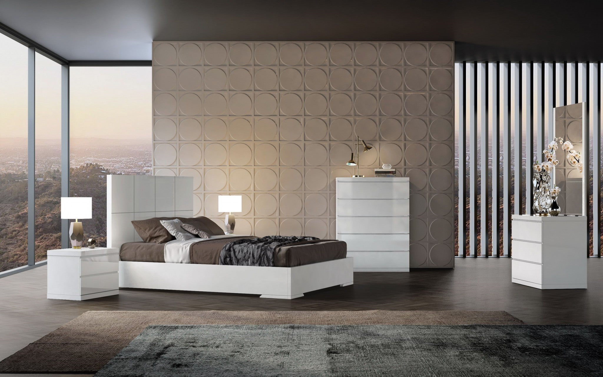  Contemporary White Queen Platform Bed By Homeroots 