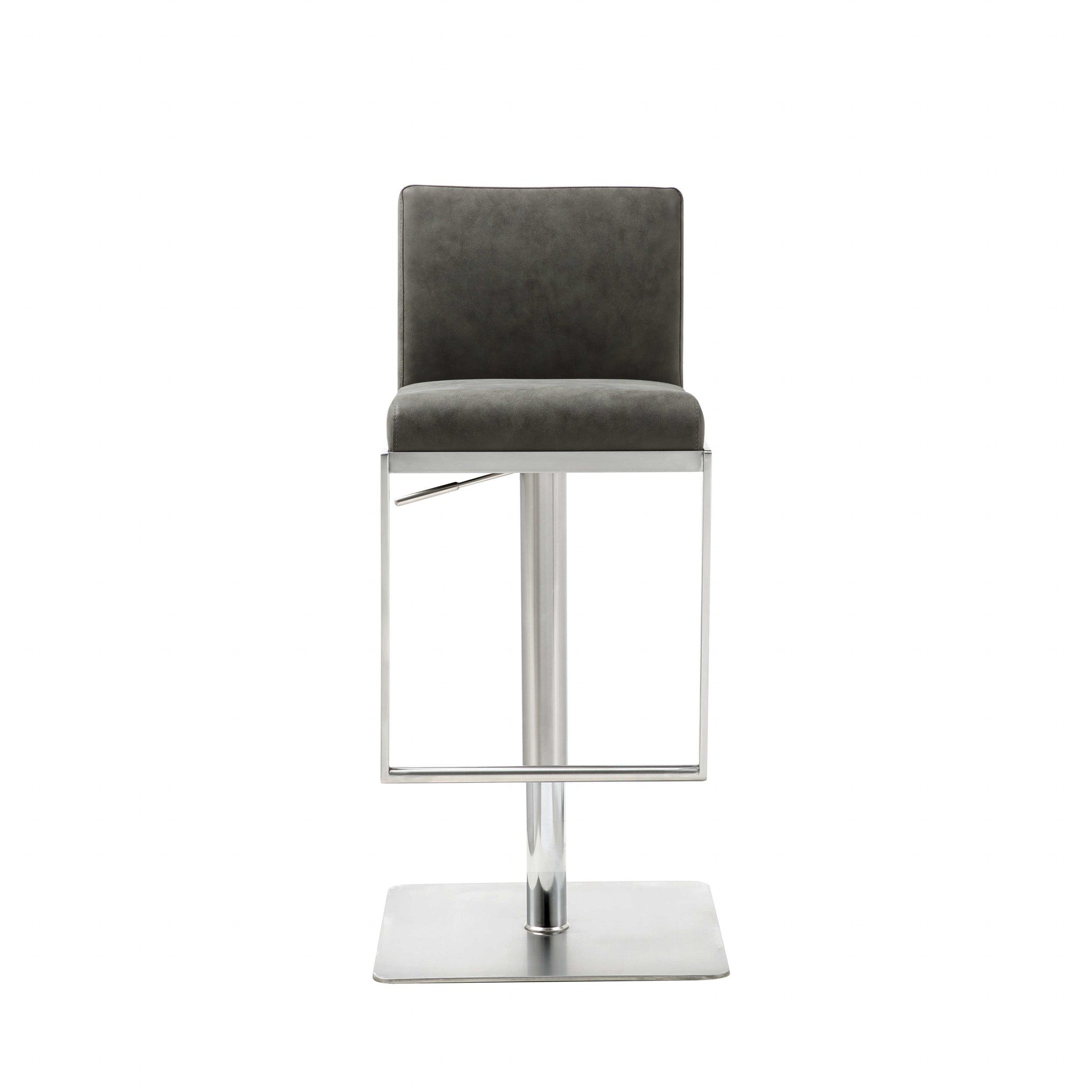  Sleek Dark Gray Faux Leather Adjustable Bar Stool By Homeroots 