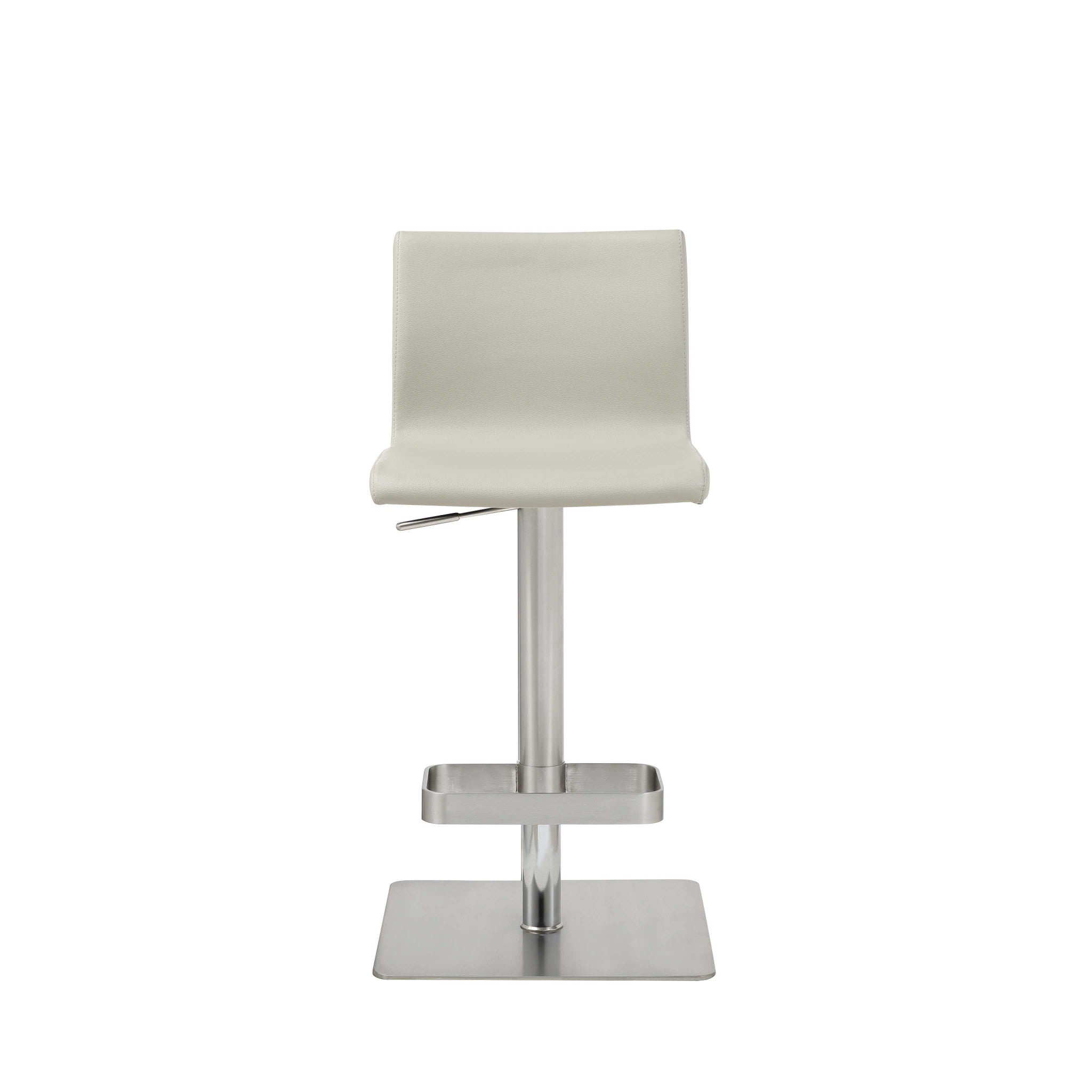  Sleek Light Gray Faux Leather Adjustable Bar Stool By Homeroots 