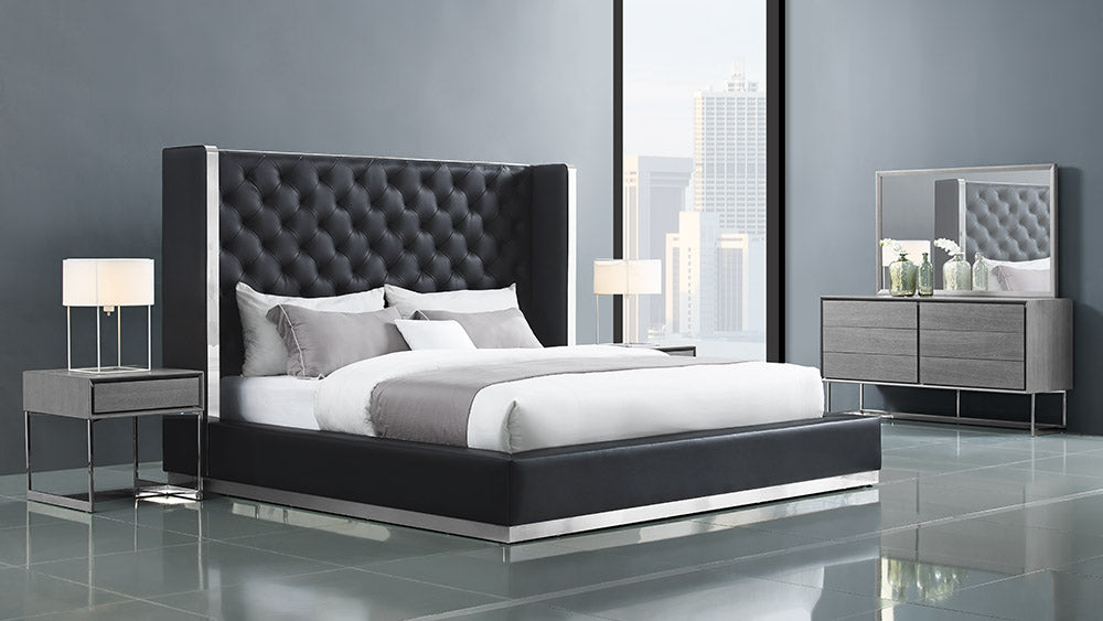  Black Faux Leather Bed King By Homeroots 