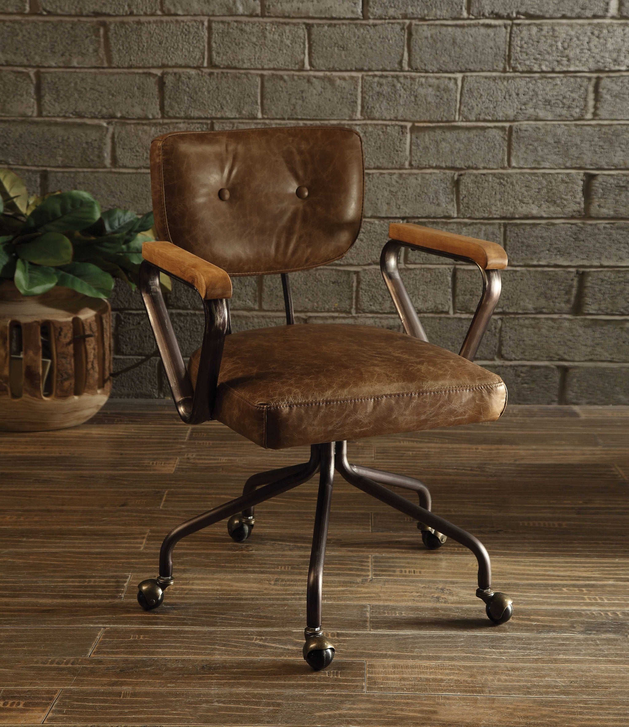  Vintage Whiskey Leather Office Chair By Homeroots 