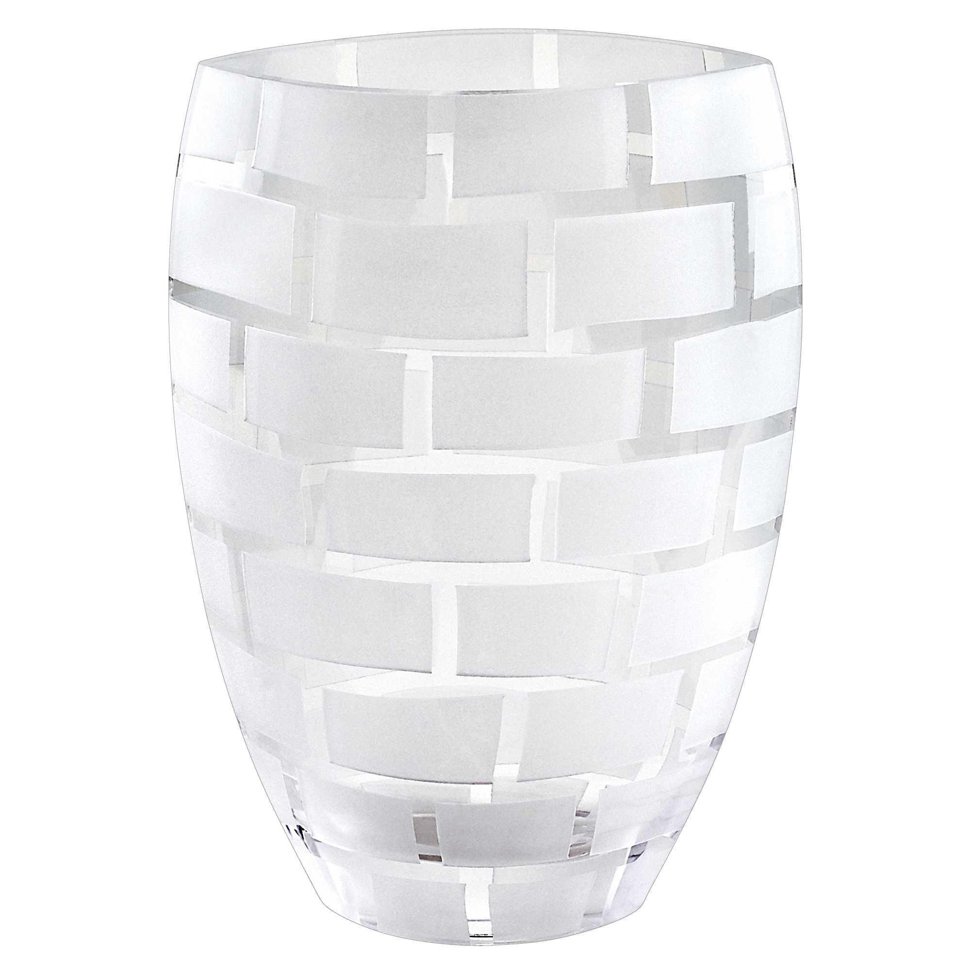  12" Mouth Blown Frosted Crystal European Made Wall Design Vase By Homeroots 