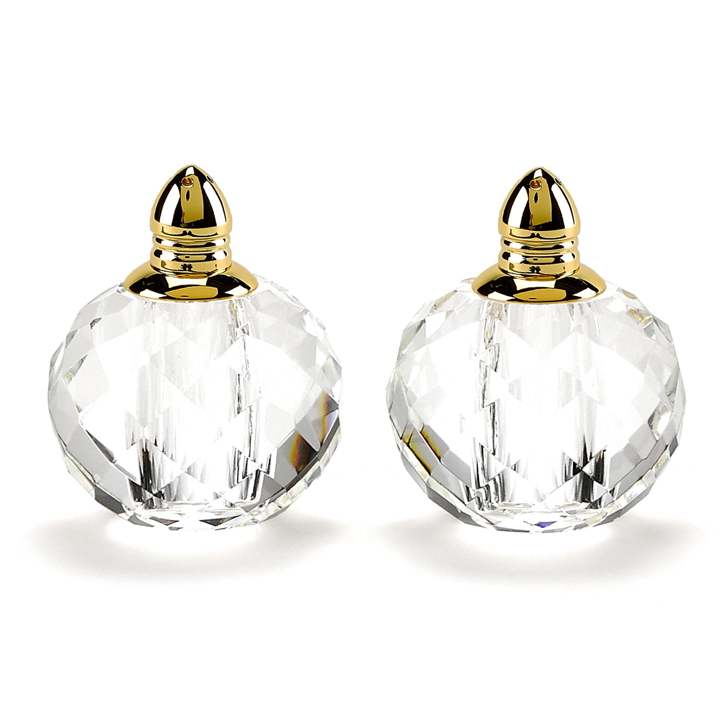  Handcrafted Optical Crystal And Gold Rounded Salt And Pepper Shakers By Homeroots 