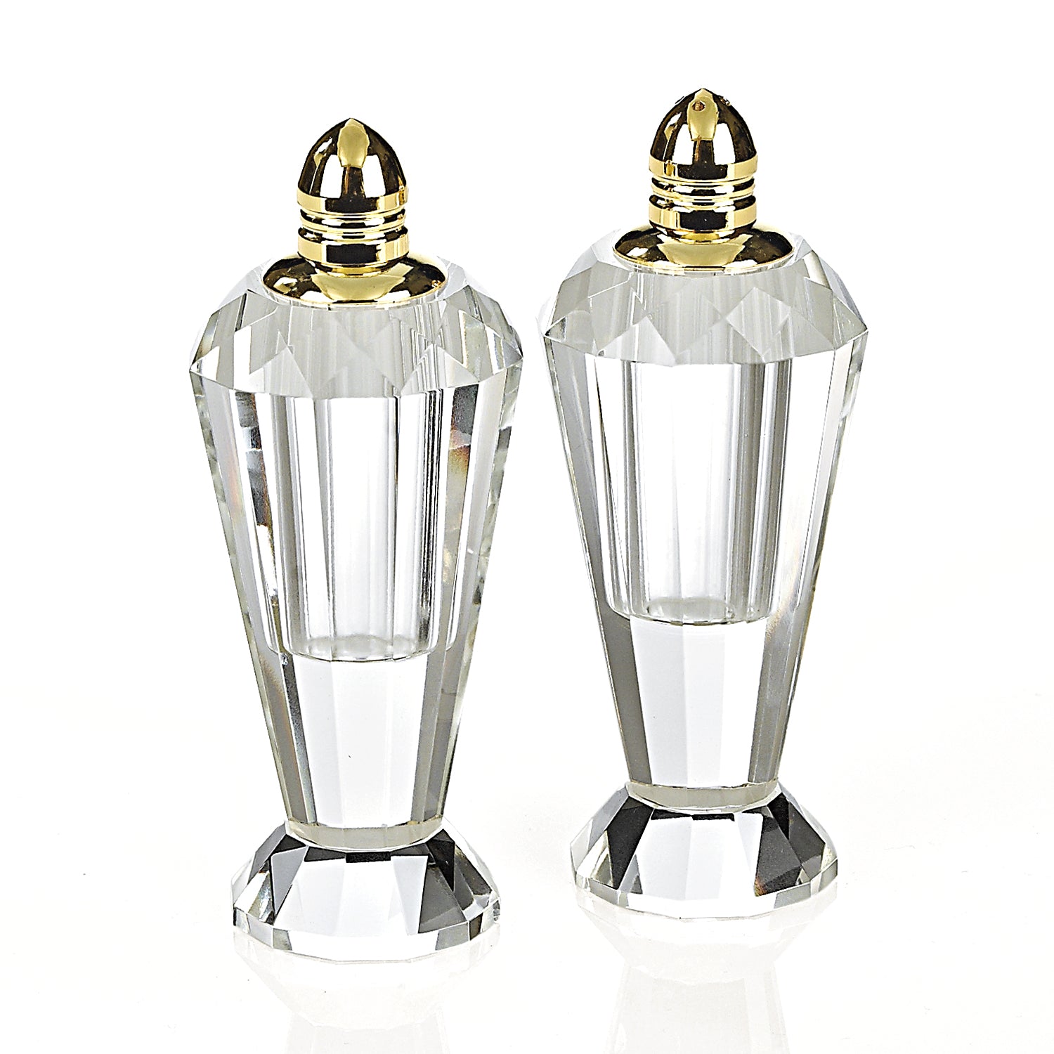  Handcrafted Optical Crystal And Gold Pair Of Salt And Pepper Shakers By Homeroots 