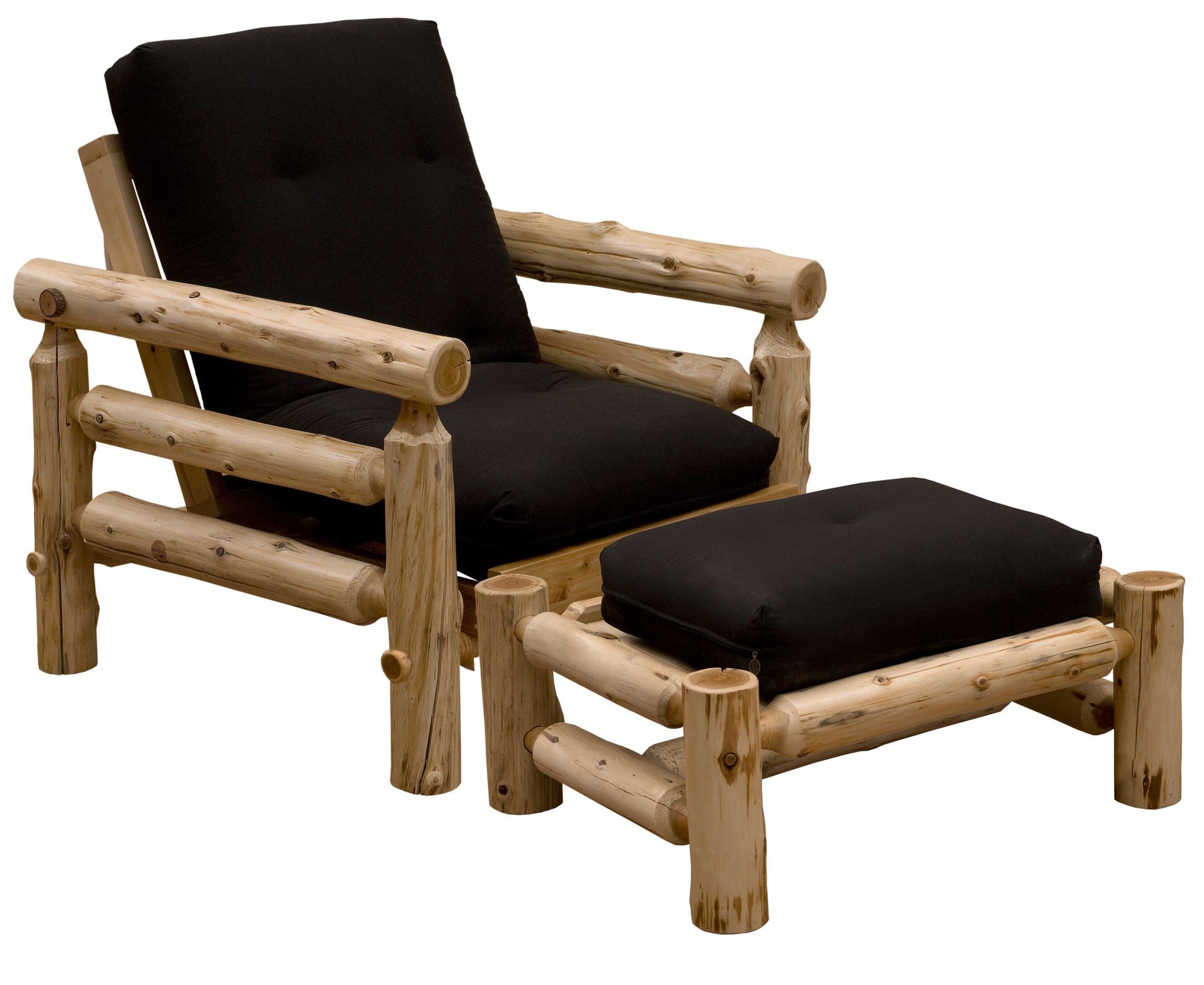  Authentic Log Cabin Natural Cedar Futon Chair And Ottoman Set By Homeroots 