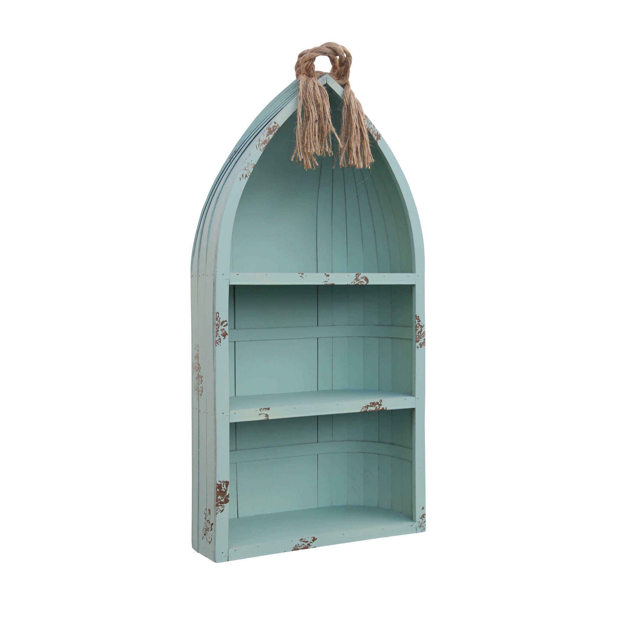  Distressed Blue Canoe Hanging Shelf By Homeroots 