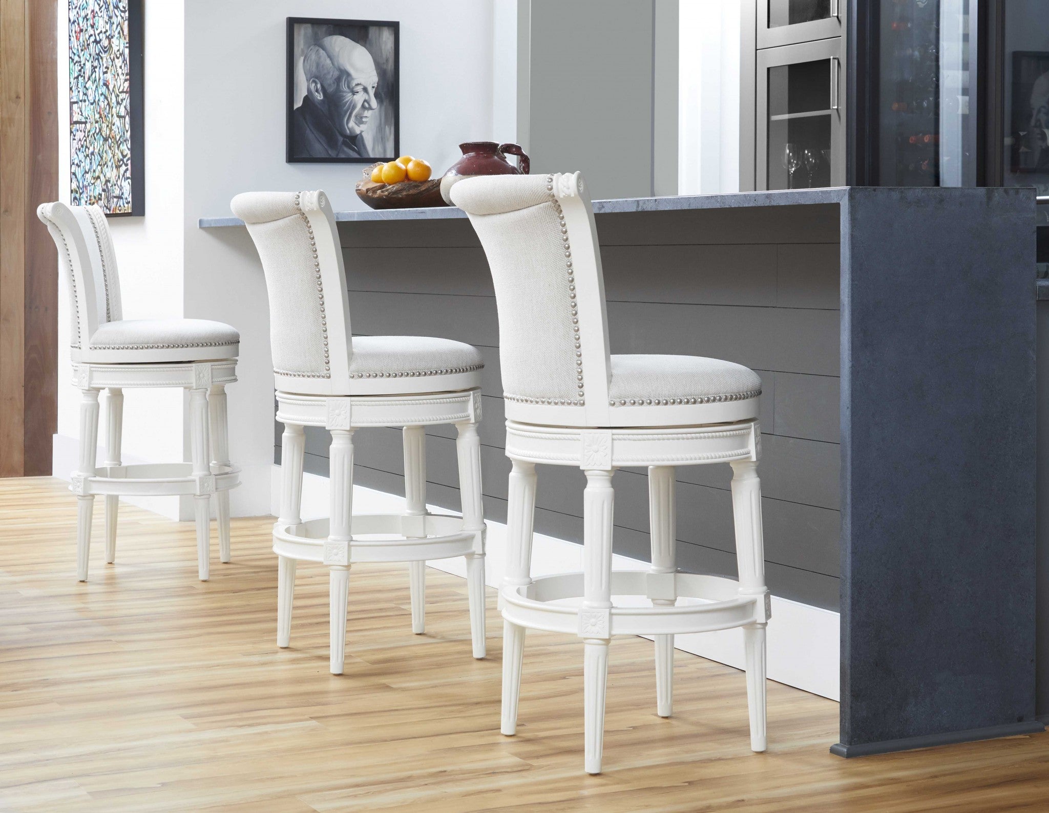  Modern Farmhouse White Swivel Bar Stool By Homeroots 